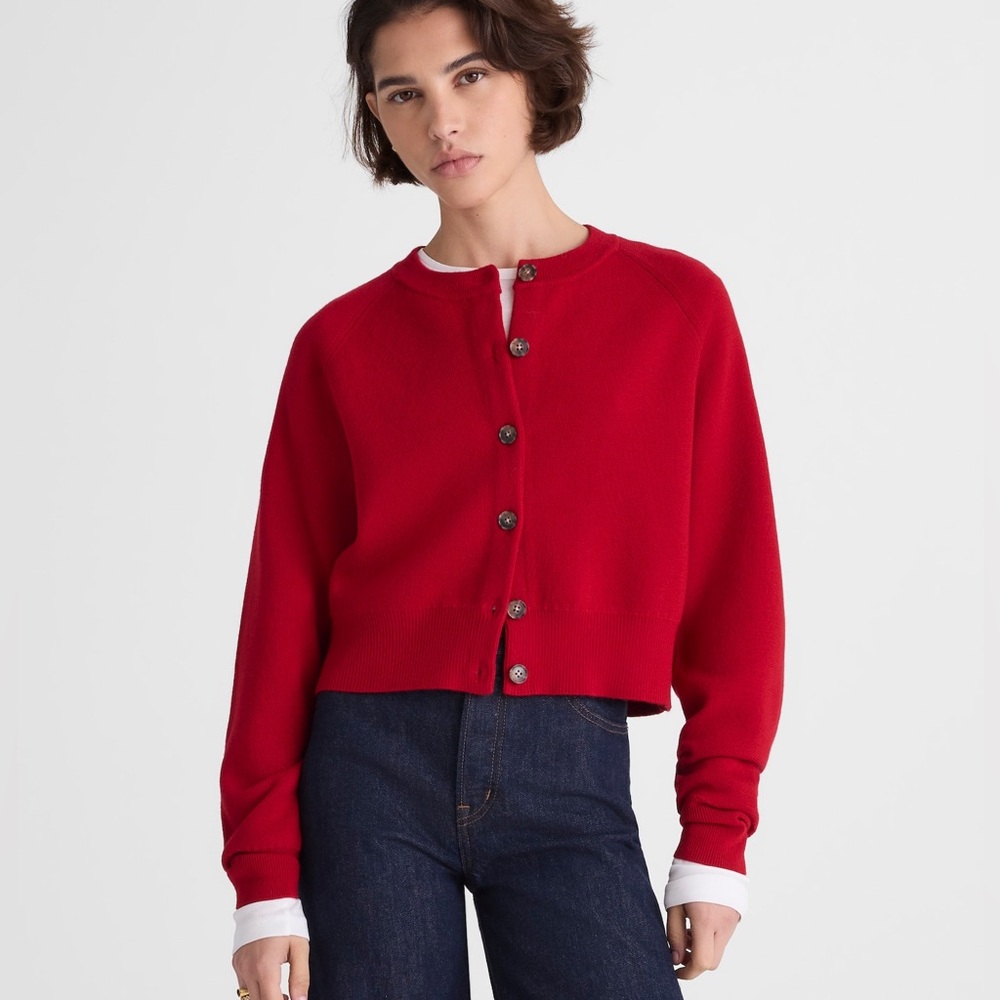 NEW Madewell Merino Wool Raglan-Sleeve Cropped Cardigan XS